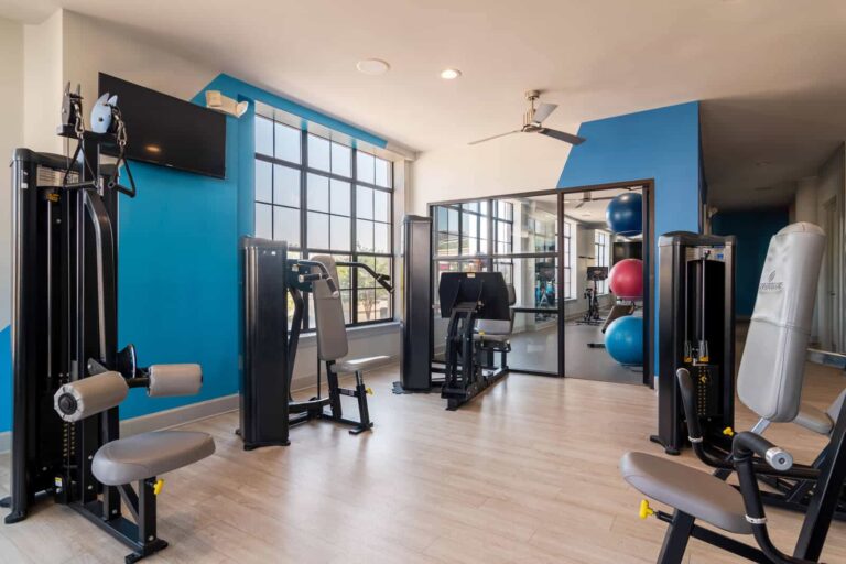 Our state-of-the-art fitness center at Flats at Perimeter Place apartments in Dunwoody, GA.